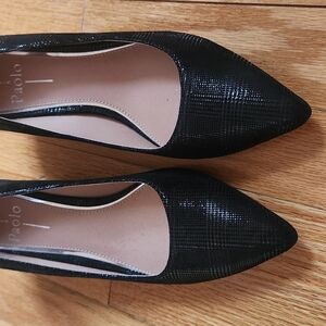 Paolo Black Textured Heels